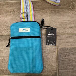 SCOUT Poly Pocket Crossbody Bag Pool Blue NWT Adjustable Strap Travel Phone Bag